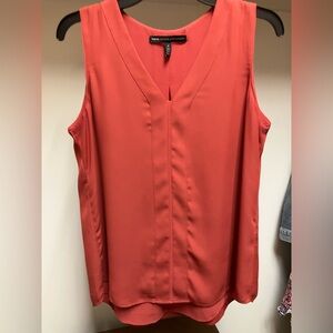 White House Black Market V-Neck Sleeveless Top - Muted Red color